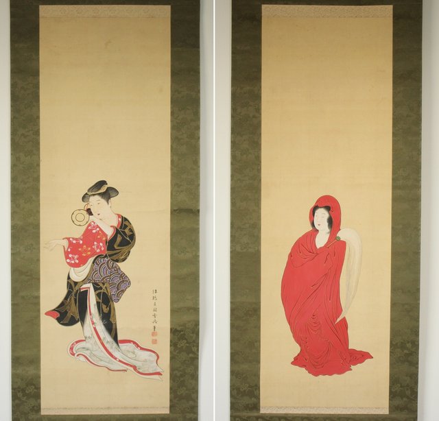 掛け軸 狩野探幽 四季富士 絹本 名品 複製 希少 軸装 茶道具 掛軸 美品