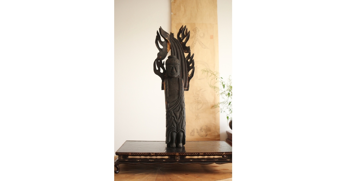 仏教美術 民藝 民仏 木彫不動明王像 X286｜骨董店 のびる 古美術 骨董