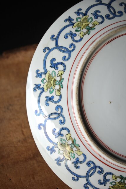 九谷 二代 上出喜山 山水楼閣図 大皿 P259｜骨董店 のびる 古美術 骨董