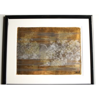 現代抽象画家 今井俊満 シルクスクリーン 20号大作 直筆サイン 金箔