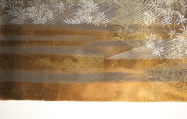 現代抽象画家 今井俊満 シルクスクリーン 20号大作 直筆サイン 金箔