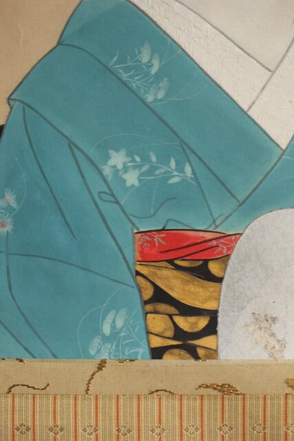 合掌描 中村貞以 舞子美人画 絹本軸装 Z634｜骨董店 のびる 古美術