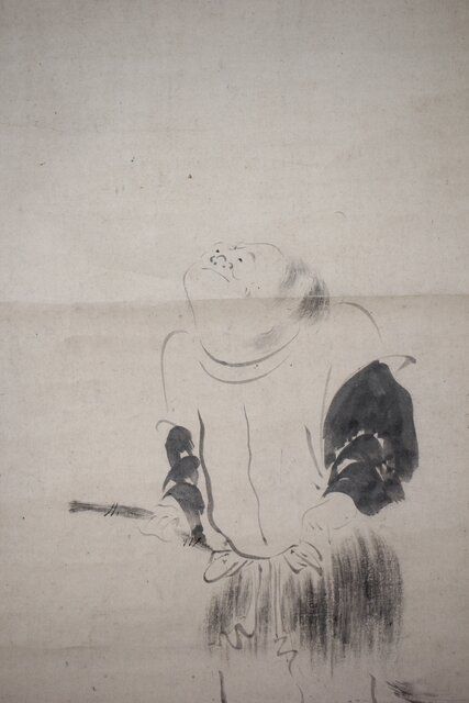 倣 松花堂昭乗 寒山拾得図 紙本軸装掛軸 Z505｜骨董店 のびる 古美術