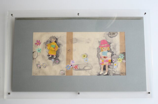 堀文子 子供 水彩 Z962｜骨董店 のびる 古美術 骨董 和風建具 蔵戸