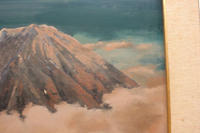 國光會 村田千山 漆絵「白雲富士」額装 Q395｜骨董店 のびる 古美術