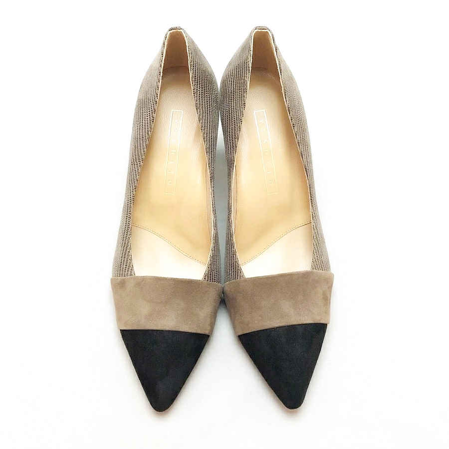 送料無料】YOSHITO ヨシト パンプス 異素材コンビ 本革 チャンキー