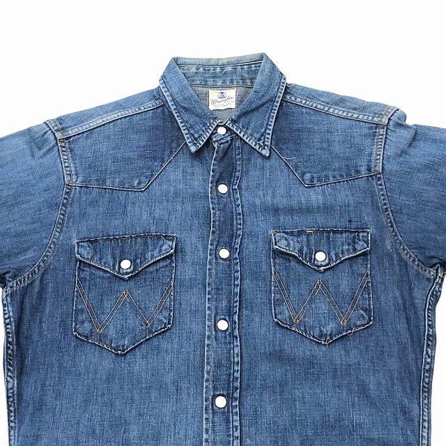 WRANGLER 27MW DENIM WESTERN SHIRT 50S 「縦ベル刺繍タグ、フル