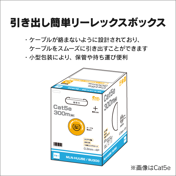 LANケーブル AWG28細径0.3-4P UTP Cat5e 300m ホワイト|e431（いいし