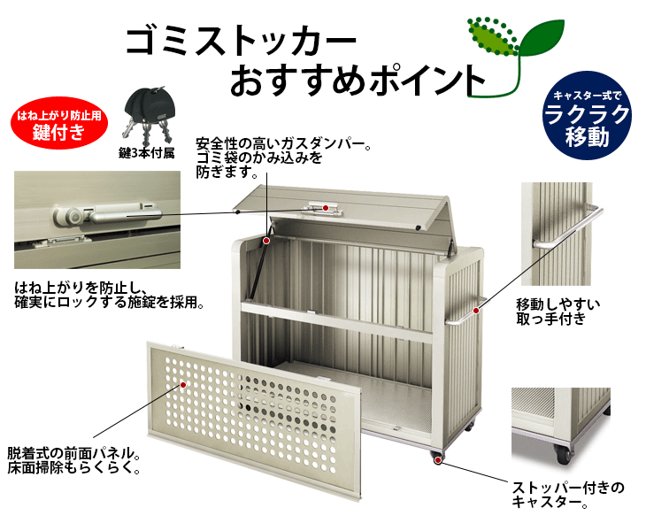 ゴミストッカーPJ型／GPJ-1512-07SC／お客様組立仕様（W1500×D700