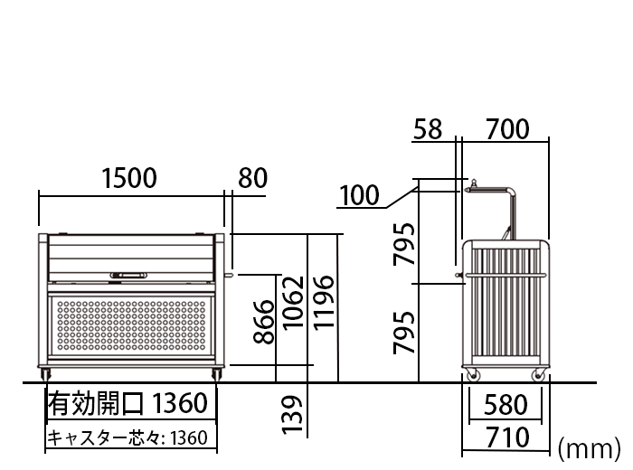 ゴミストッカーPJ型／GPJ-1512-07SC／お客様組立仕様（W1500×D700