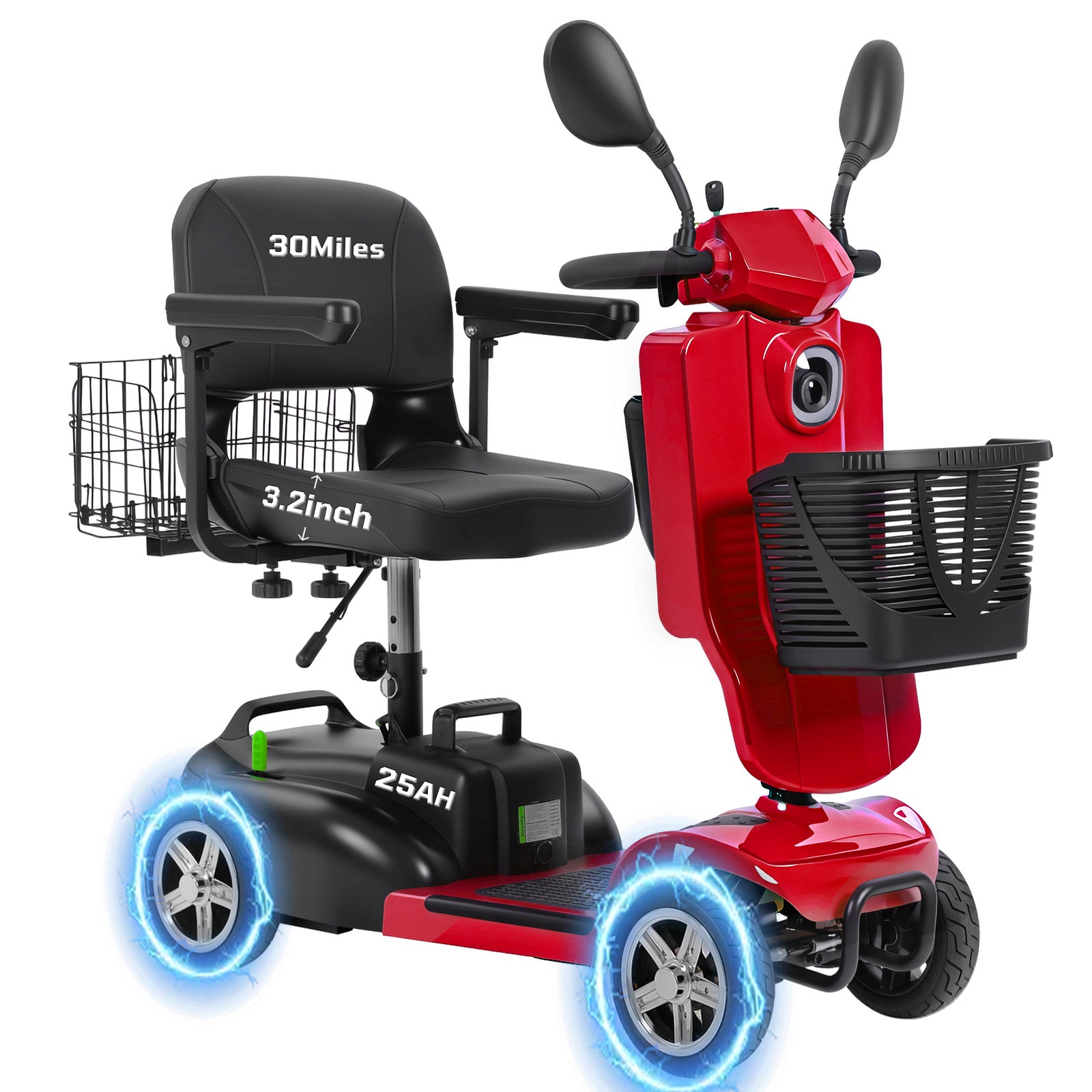 Ecomobi™ MS02 Pro Foldable Mobility Scooter for Seniors – 30-Mile Rang