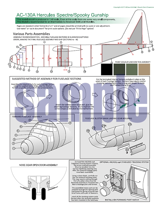 1/48 C-130 AC-130 54-1629 Spectre Gunship Arbitrator Paper Model