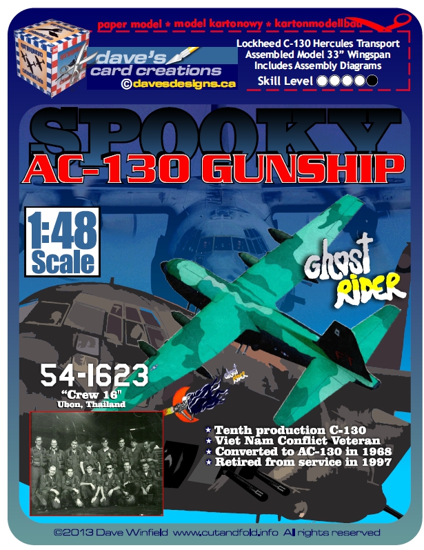1/48 C-130 AC-130 Spectre Gunship Ghost Rider Paper Model