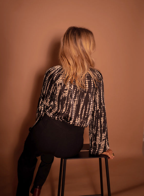 Black and Taupe Spotted Thiam Blouse – Easy Clothes North America