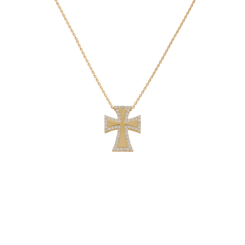 K18イエローゴールド ダイヤモンド クロス ネックレス J405547 | ユキ