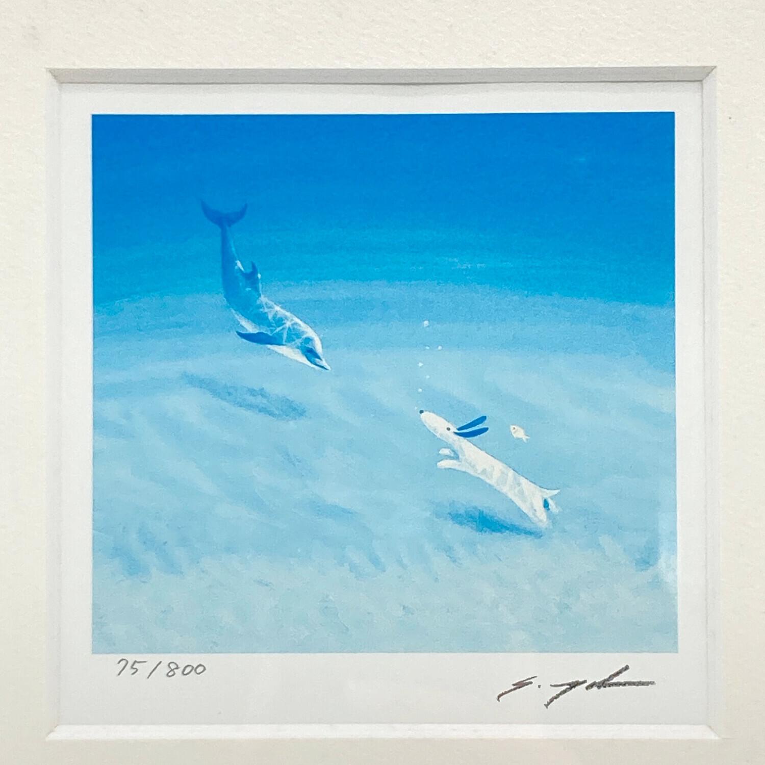 葉祥明 アートフレーム ジェイクとドルフィン 75/800｜トレファクONLINE