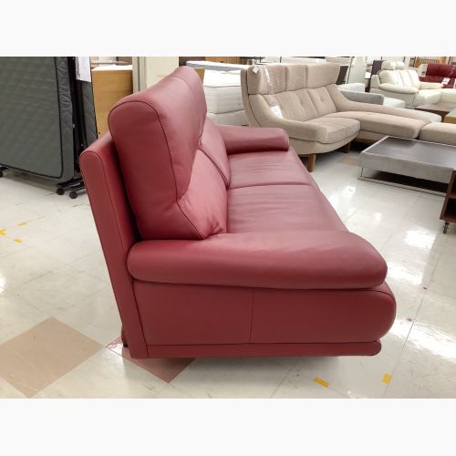 karimoku/domani 2人掛けソファー レッド オットマン付 総革 エクセル