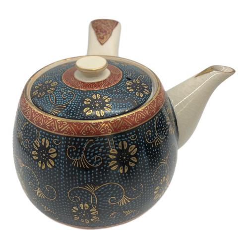 九谷焼 (クタニヤキ) 十客蓋付茶器揃 青粒鉄仙 急須①蓋付湯呑⑩