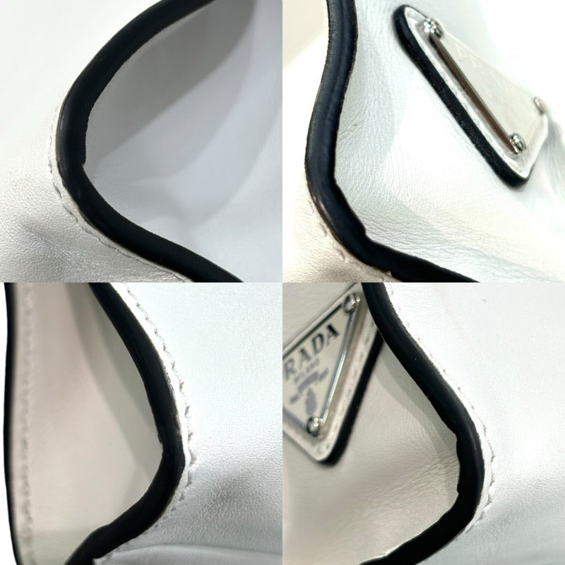 プラダ PRADA トライアングルロゴトートバッグ 1BG429 ホワイト レザー