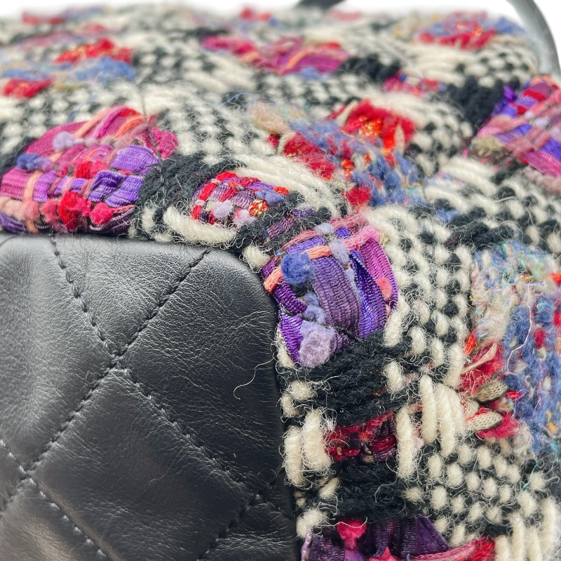 シャネル CHANEL ツイード巾着ショルダーバッグ マルチカラー シルバー