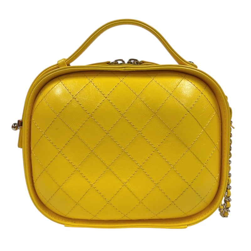 シャネル CHANEL クロスボディショルダーバック イエロー ゴールド金具