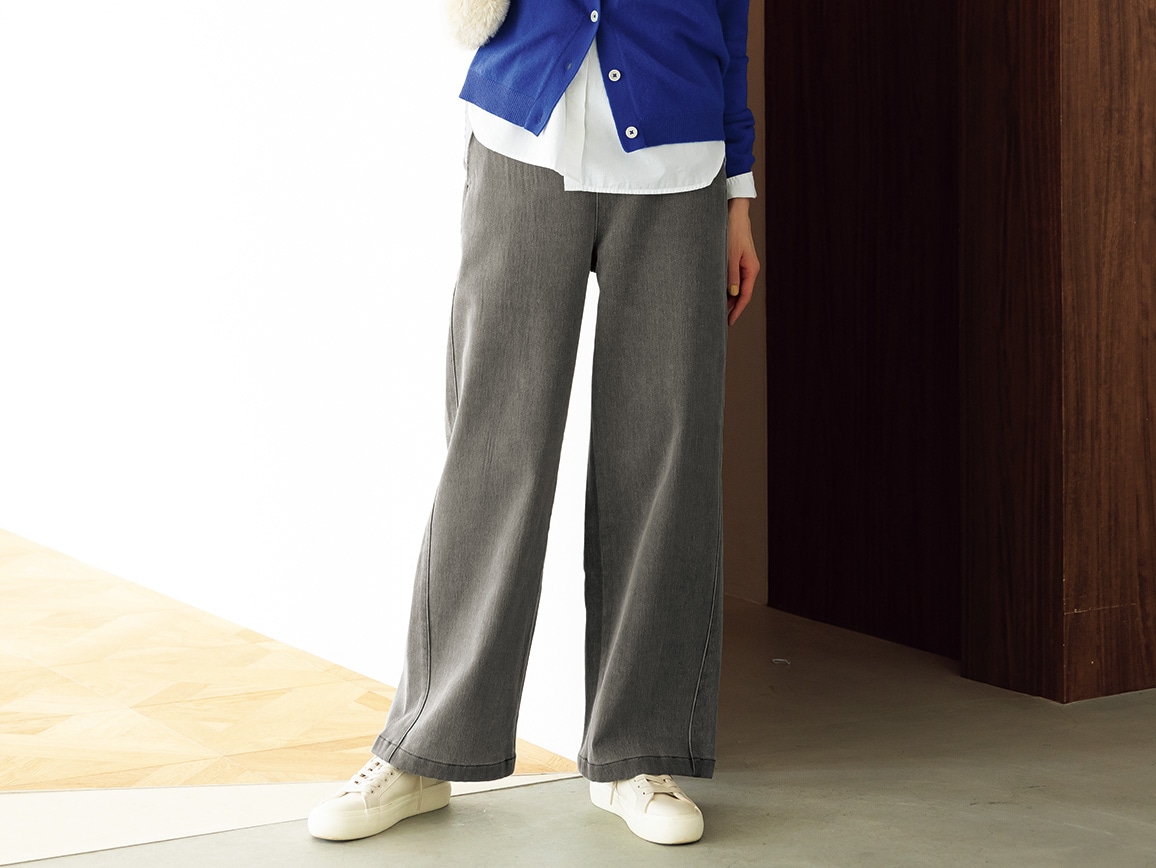 あったか裏起毛ワイドデニム(40_M63cm 61_ブルー): ｜ カタログ通販