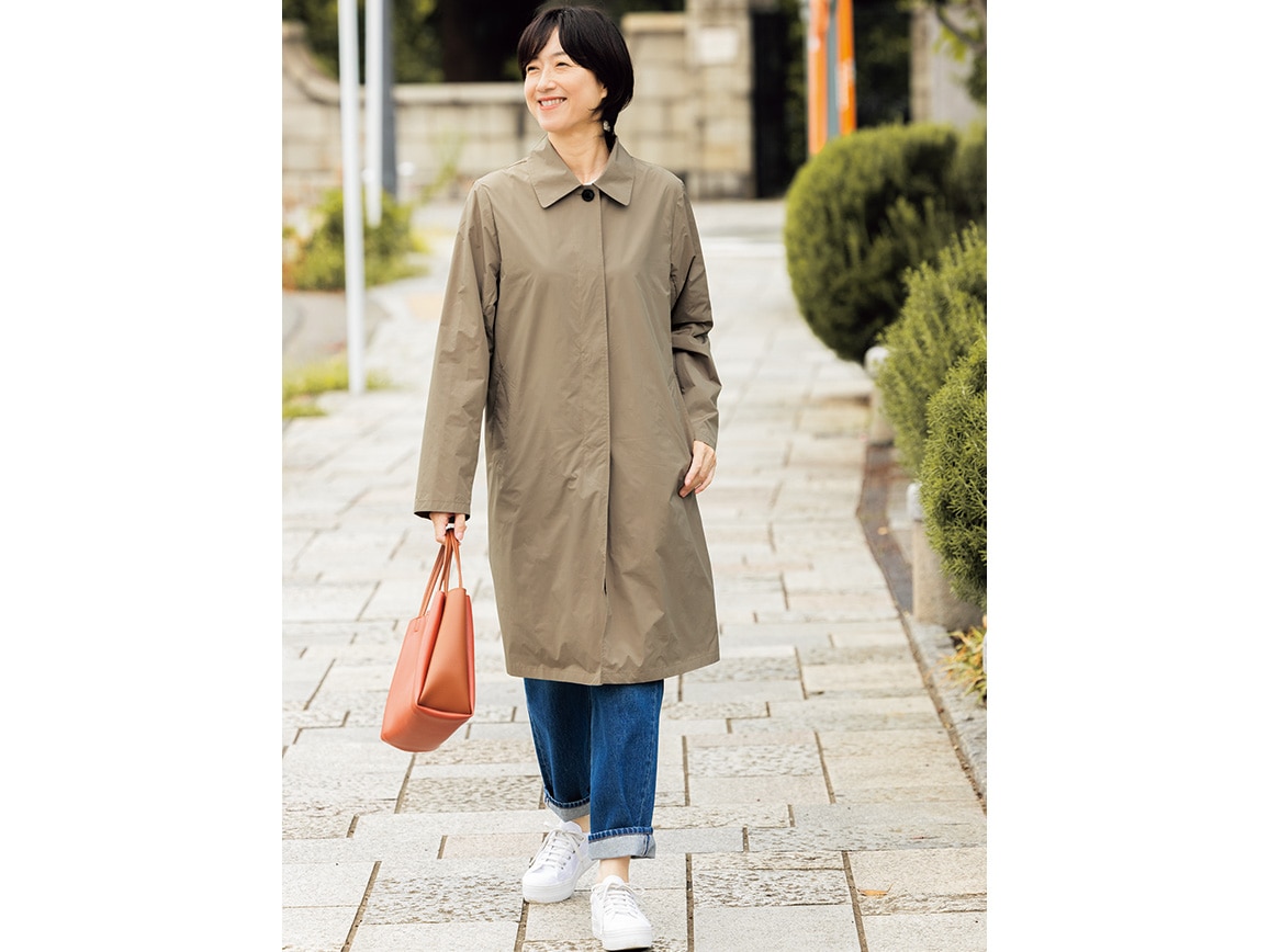 ポケッタブル 撥水ステンカラーコート(03_L 66_サックスブルー