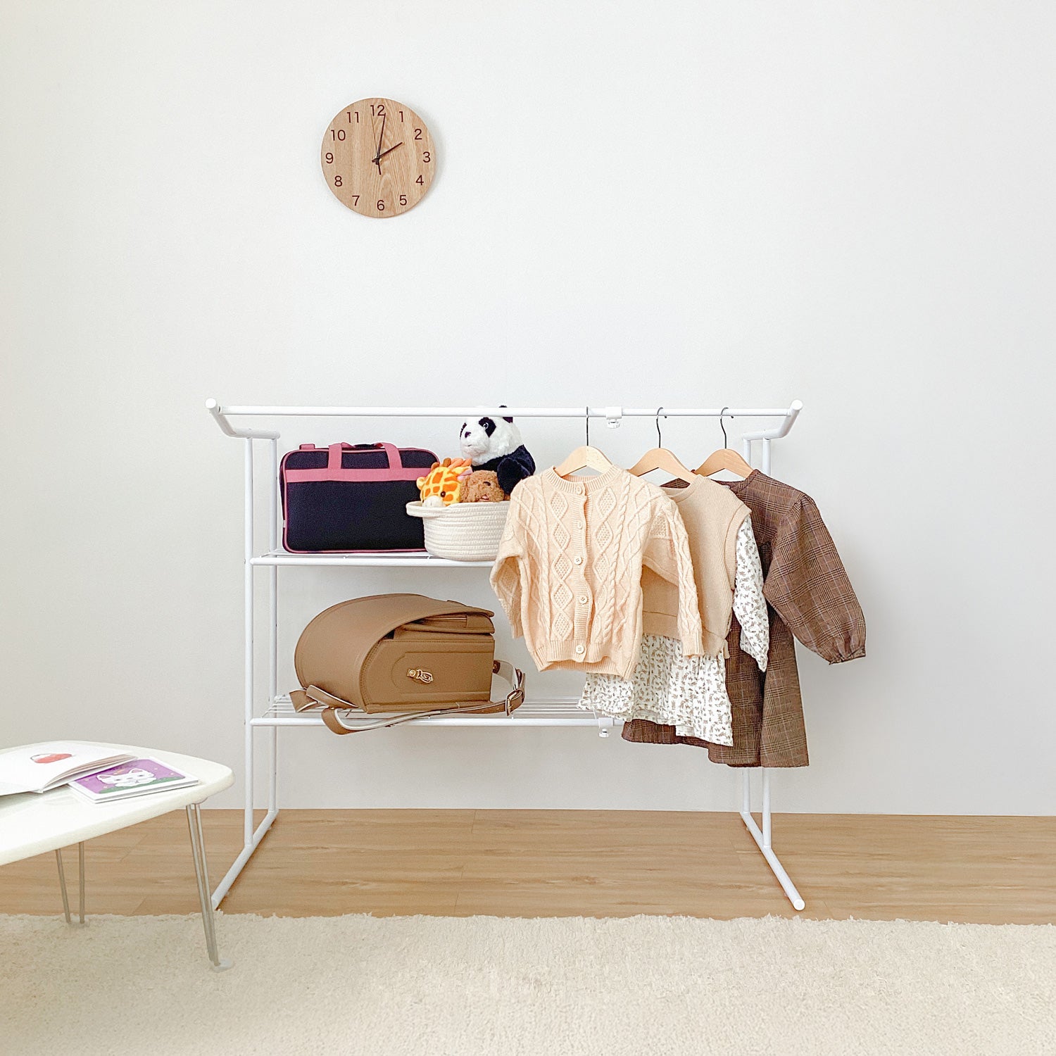 伸縮押入れ収納棚 ハンガーパイプ付 ホワイト OHW-40｜平安伸銅工業