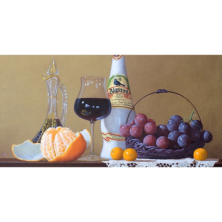 庄司守]油彩画『ワインとオレンジのある卓上』: JALショッピング｜JAL