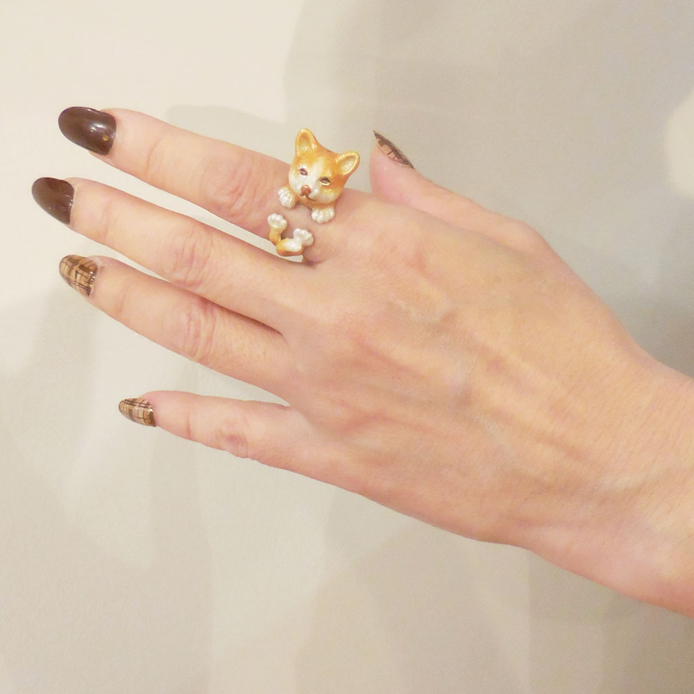 SATURNO サツルノ リング 13号 シルバー925 猫 茶トラ ハチワレ