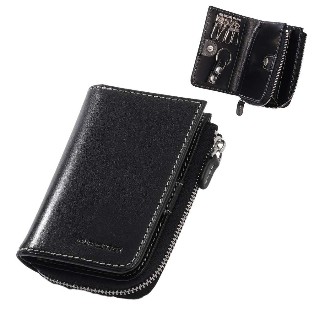 GLENCHECK]イタリアンレザー キーケース コインケース付き 小銭入れ 本