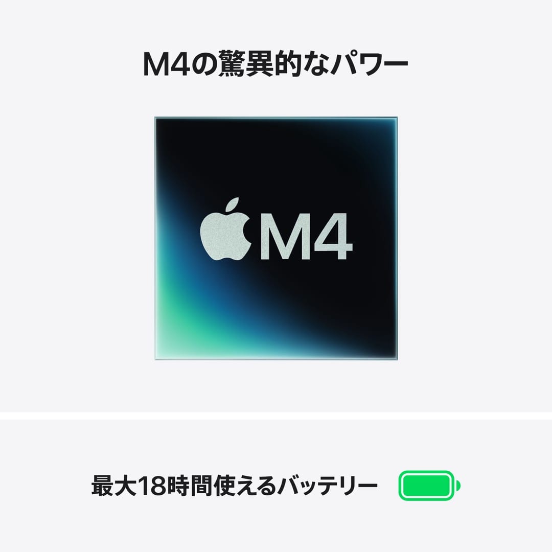 13インチMacBook Air: 10コアCPUと10コアGPUを搭載したApple M4チップ