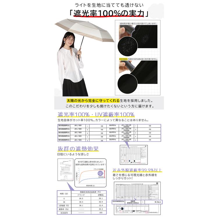 KIZAWA 折りたたみ傘 通販 日傘 折りたたみ 完全遮光 傘 53cm 折畳み傘