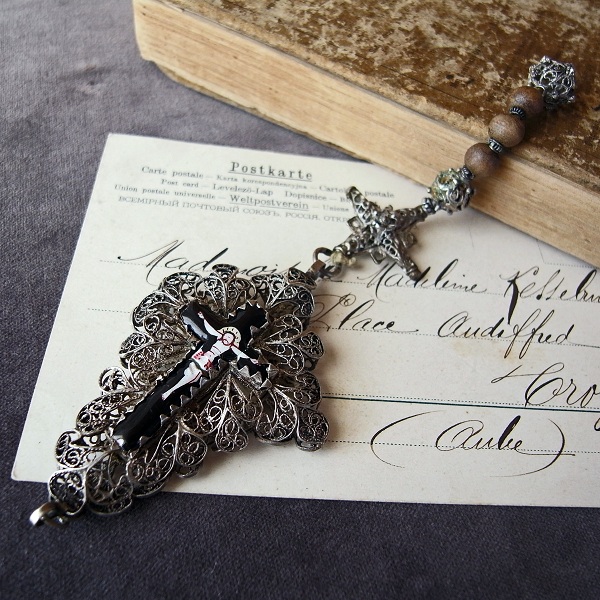 十字架（銀線細工） - Eggplant