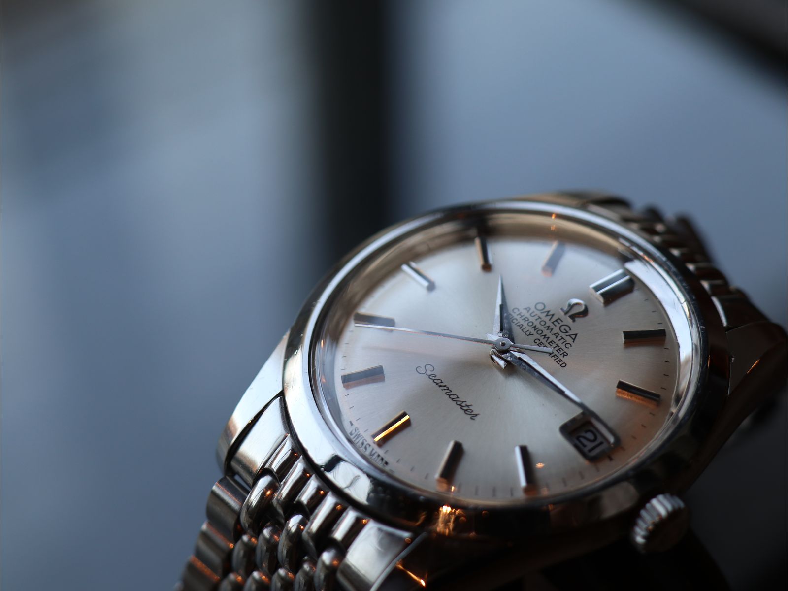 オメガ/シーマスターデイト/シルバーダイヤル/SS/クロノメーター自動