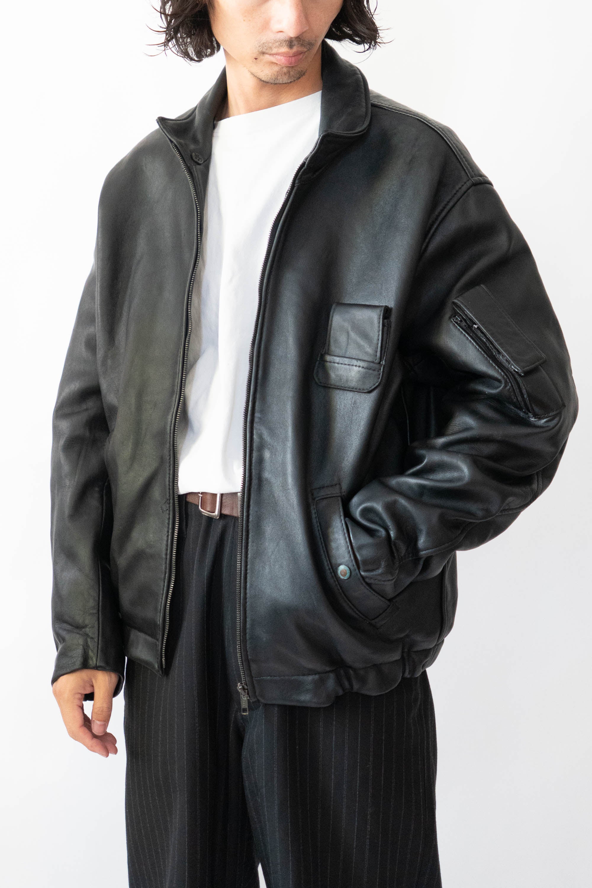 70s french Air Force pilot leather jacket civilian③ – edeak vintage