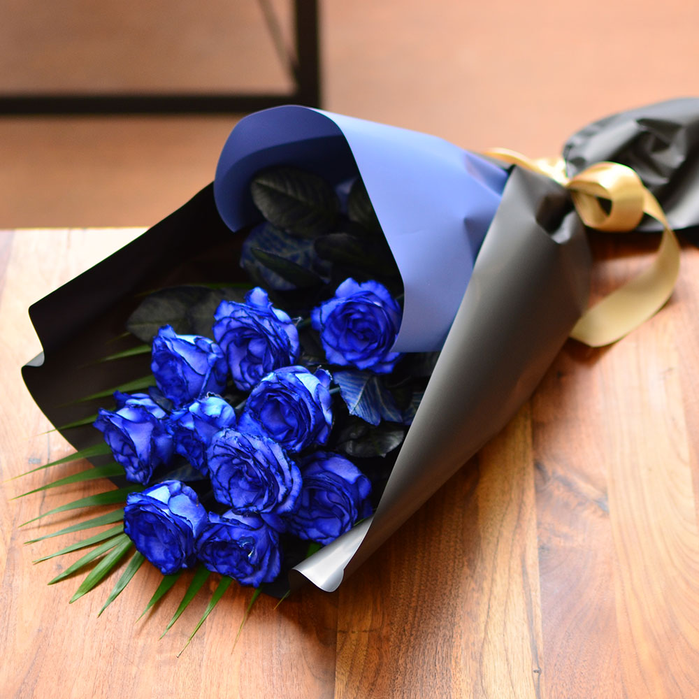 青いバラ ブルーローズ10本の花束 青い薔薇(バラ) ブルーローズの花束