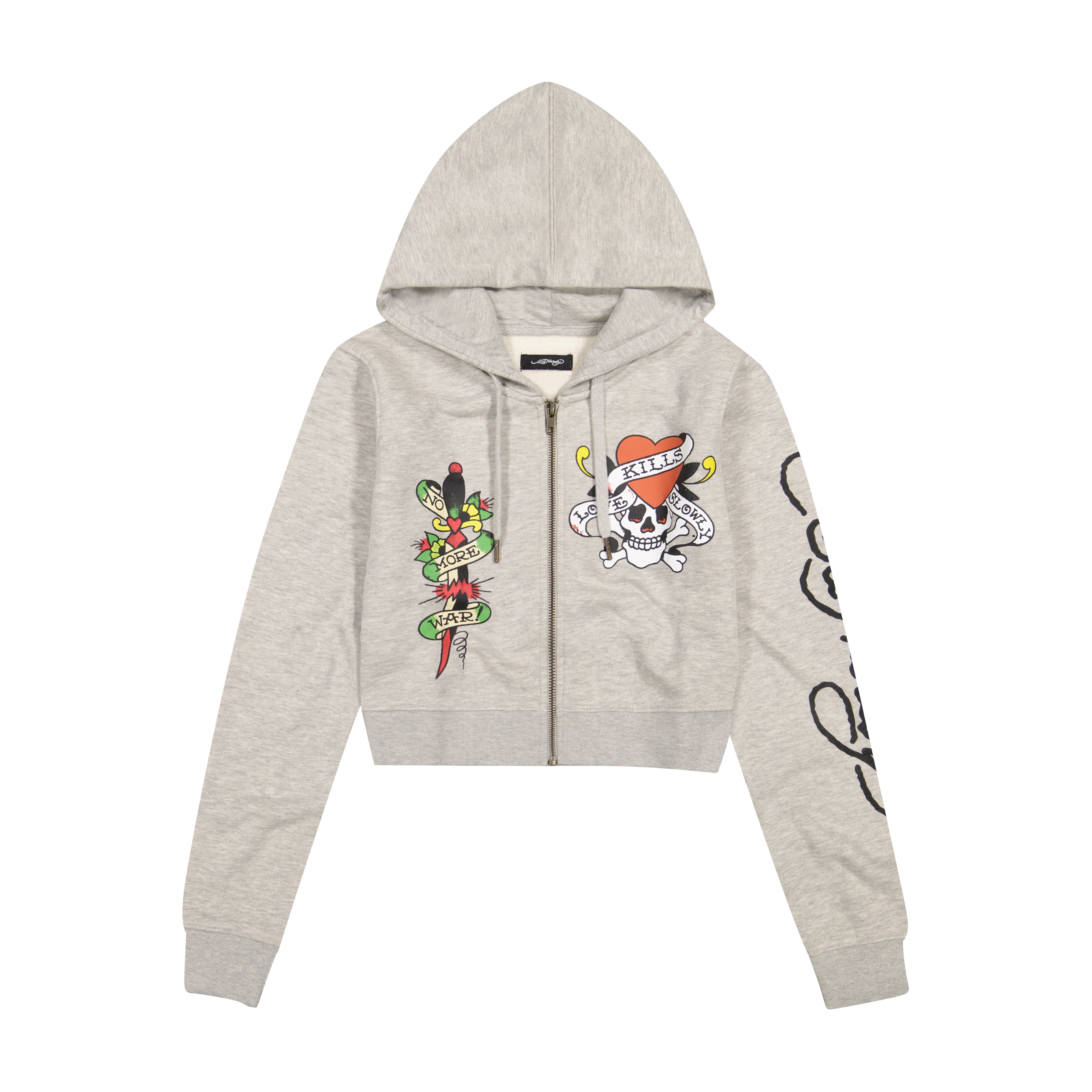 LKS Skull Zip Front Hoodie - Heather Grey