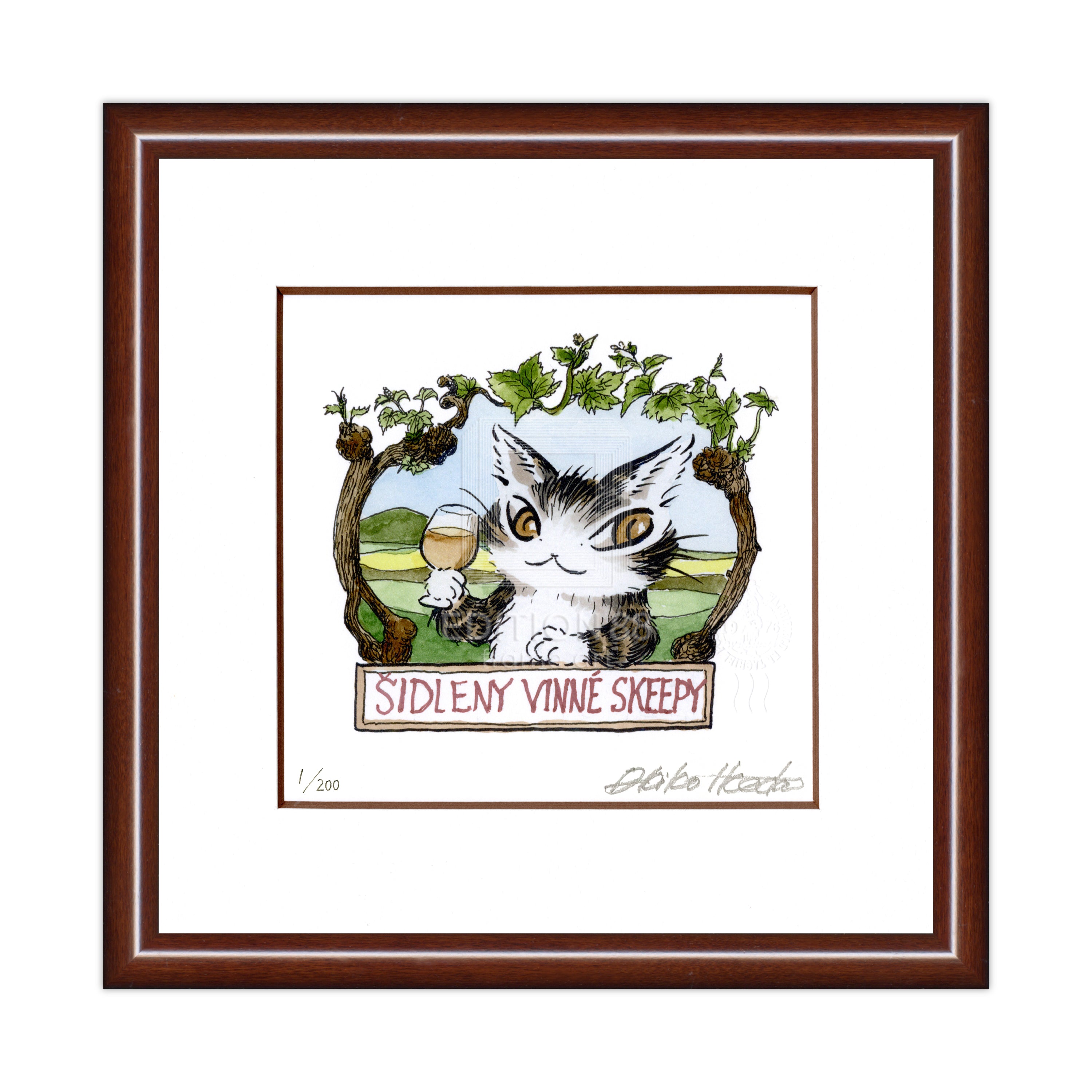 猫のダヤン 88グラフ「小さなワインの村」/池田あきこ（直筆サイン入り