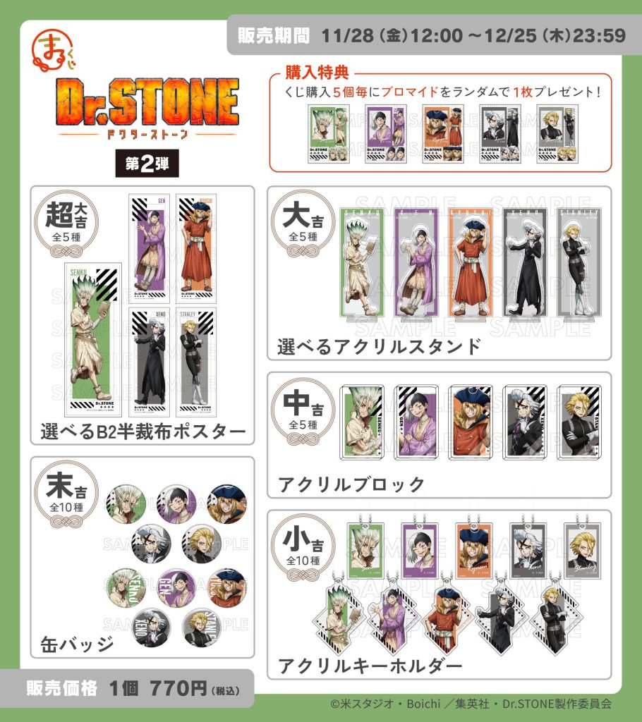 まるくじ』にて、TVアニメ『Dr.STONE』第2弾の新規描き下ろしキャラ