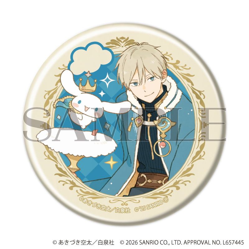 マット加工缶バッジ(57mm)「赤髪の白雪姫×サンリオキャラクターズ」01