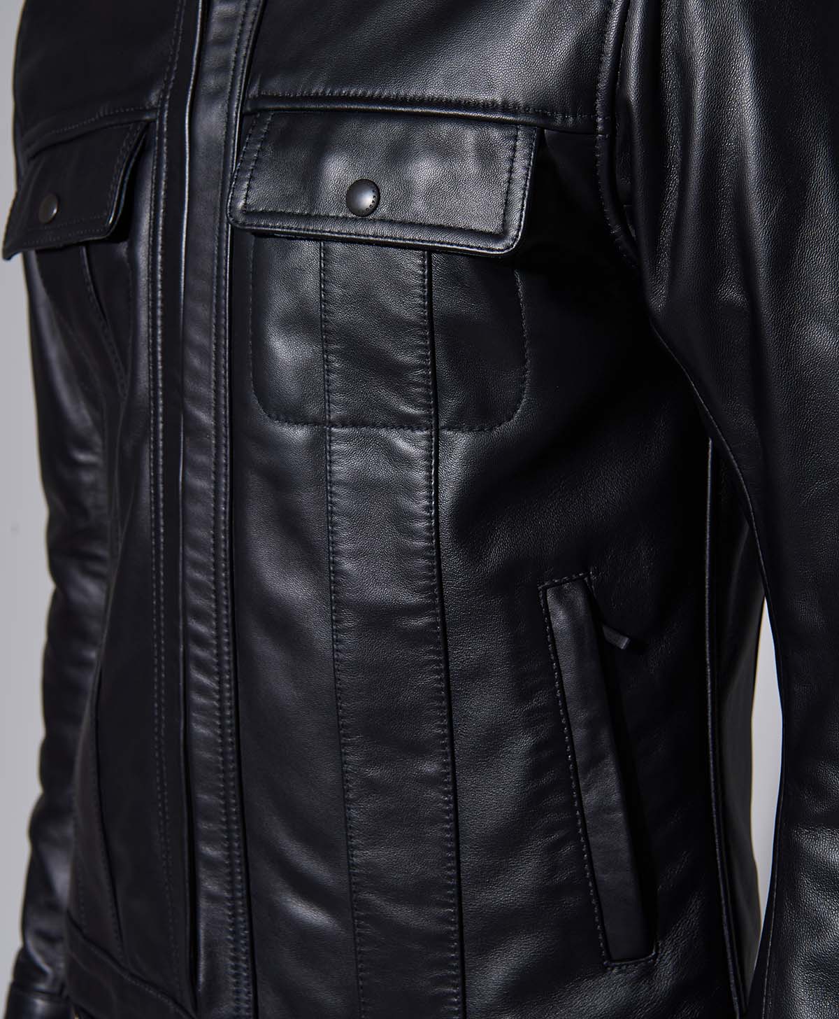 Leather Tracker Jacket / Black