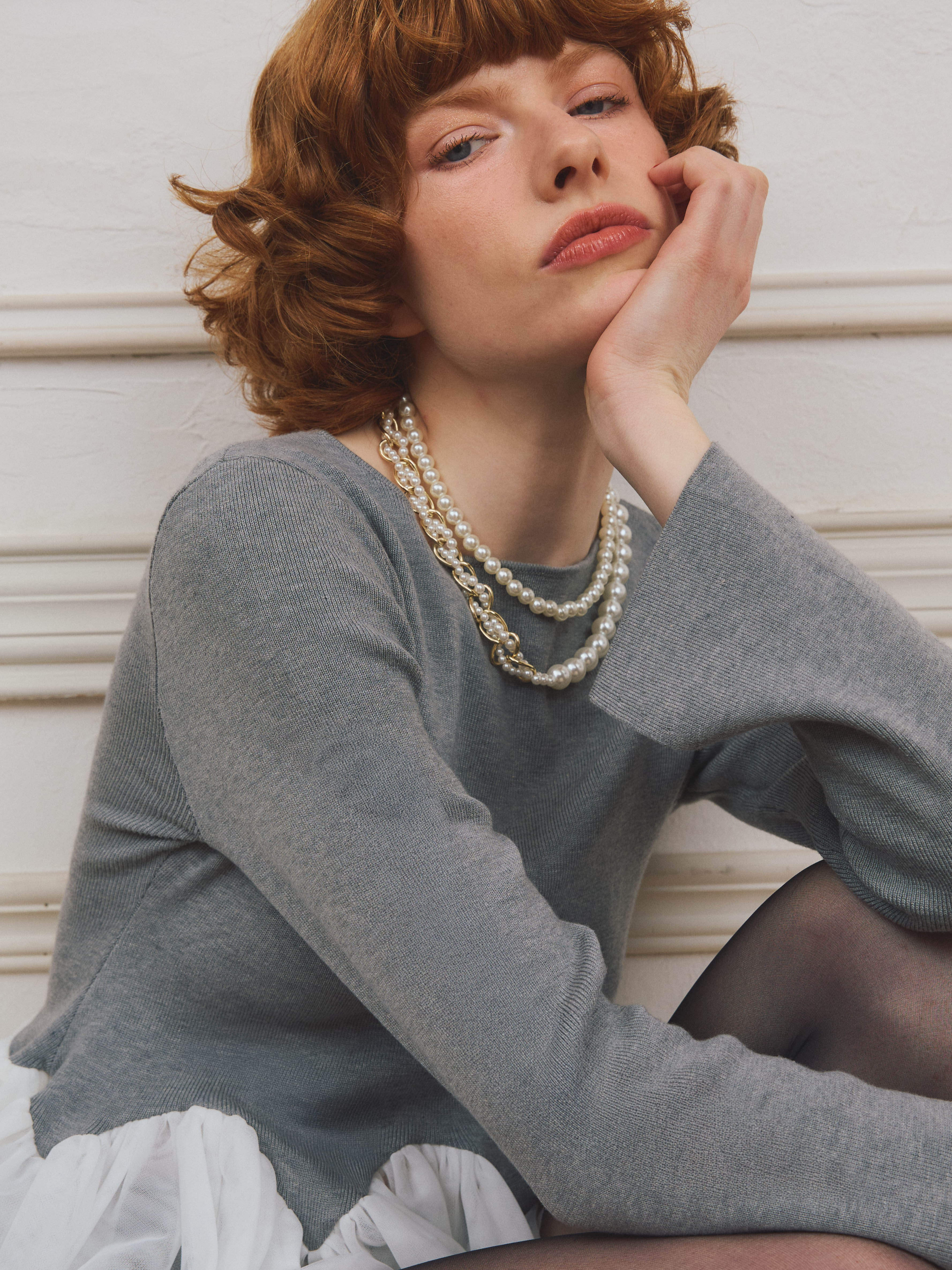 PRE ORDER】チュールペプラムニットプルオーバー