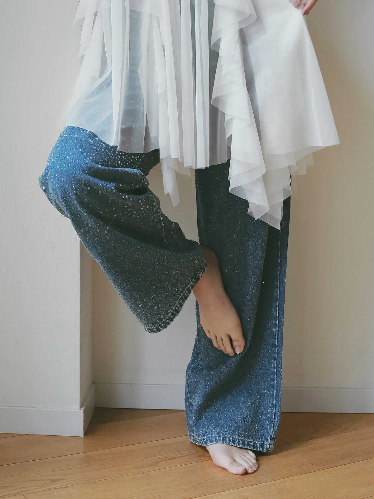 drop patternデニムパンツ