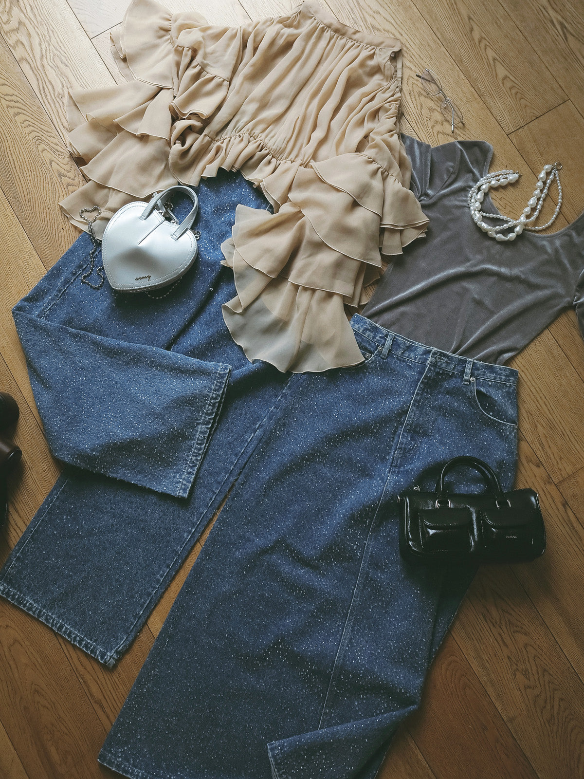 drop patternデニムパンツ