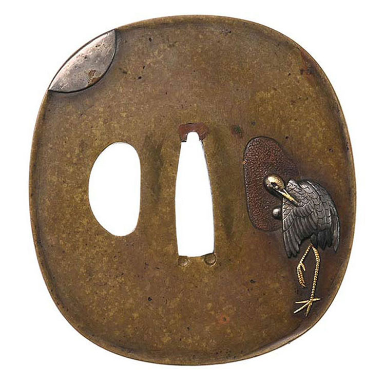 大月派 月下立鶴図鍔/鐔 ｜日本刀販売は永楽堂