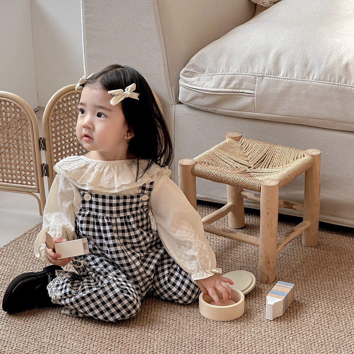 73-100】ギンガムチェックサロペット｜ELMO-こども服エルモ- – こども