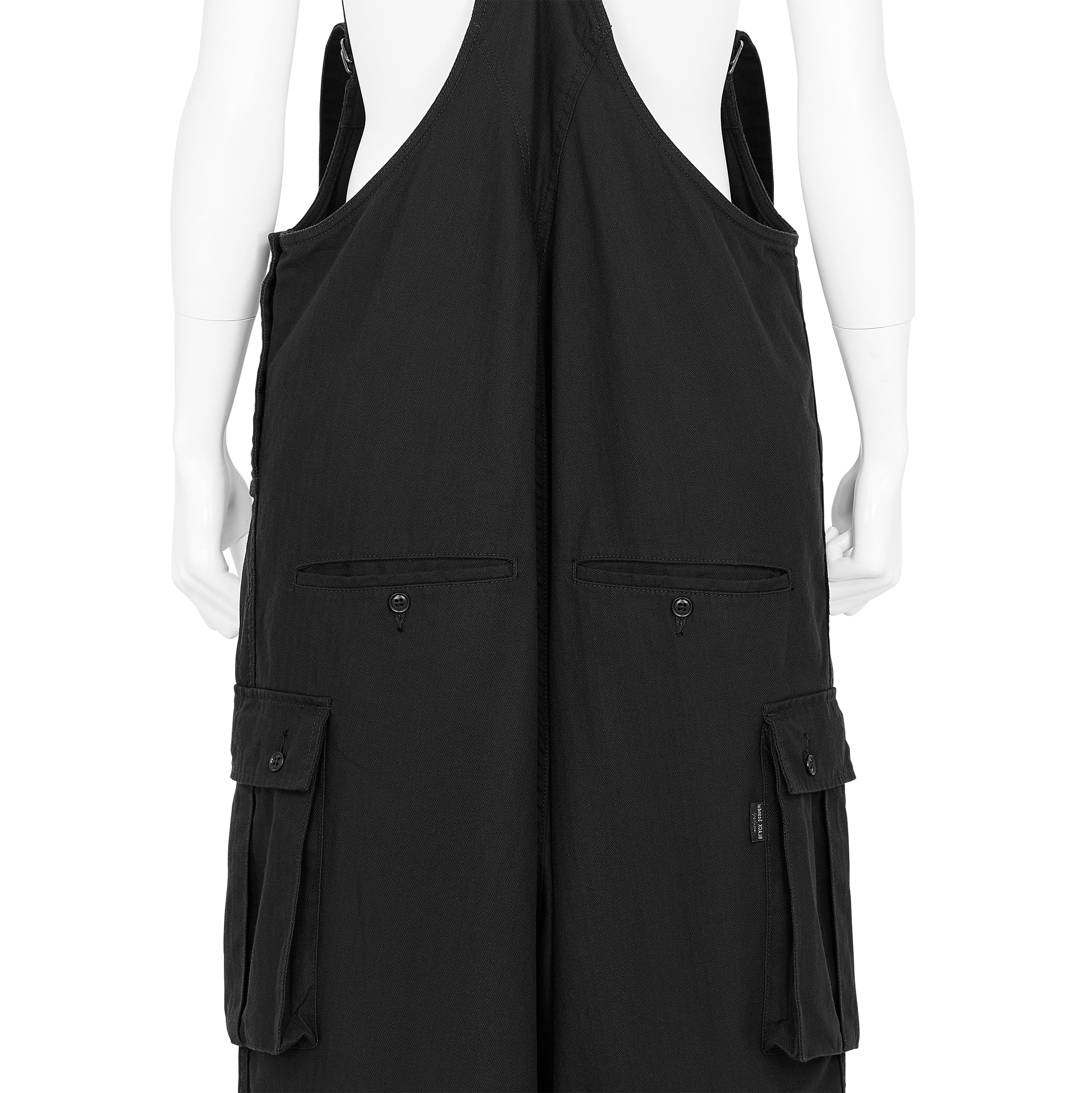 HERRINGBONE WORK OVERALLS BLACK - Yohji Yamamoto POUR HOMME(ヨウジ