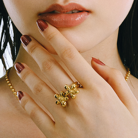 MAISON D'PULSE(メゾンドパルス)｜flower charm リング（K24GP