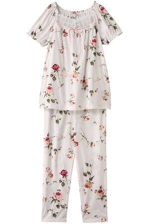 IKUKO(イクコ)｜SZ天竺花柄プリント フロントレースパジャマ